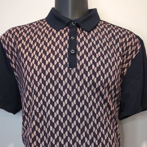 Simons Le 31 Navy Geometric Pattern Polo Shirt